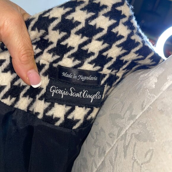 Giorgio di Sant Angelo Vintage Womens Jacket Size L Black Houndstooth Pure Wool - Picture 6 of 8